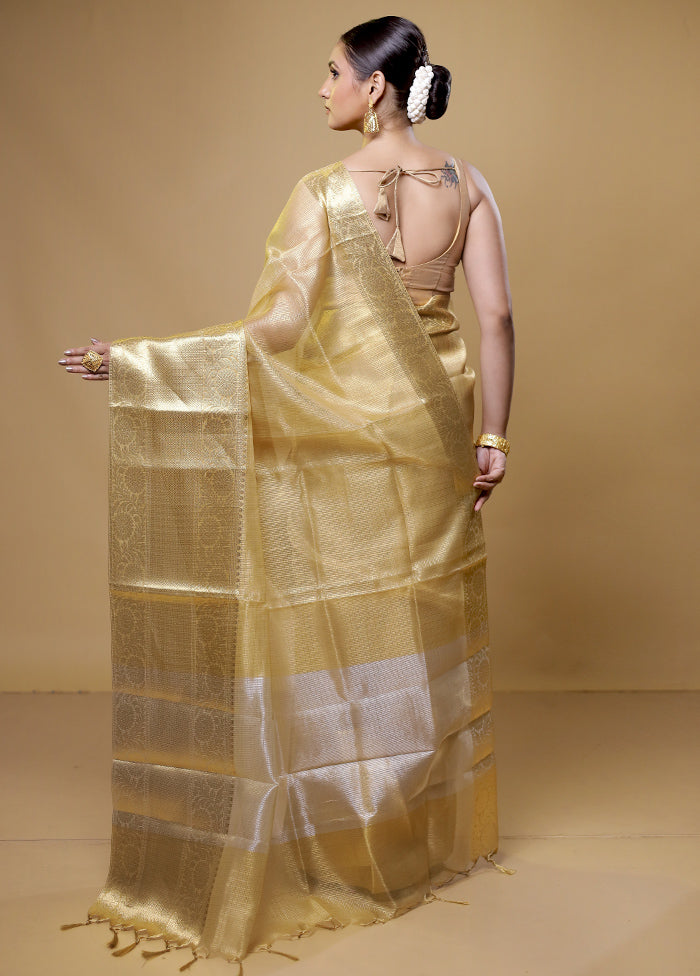 Gold Kota Cotton Saree With Blouse Piece