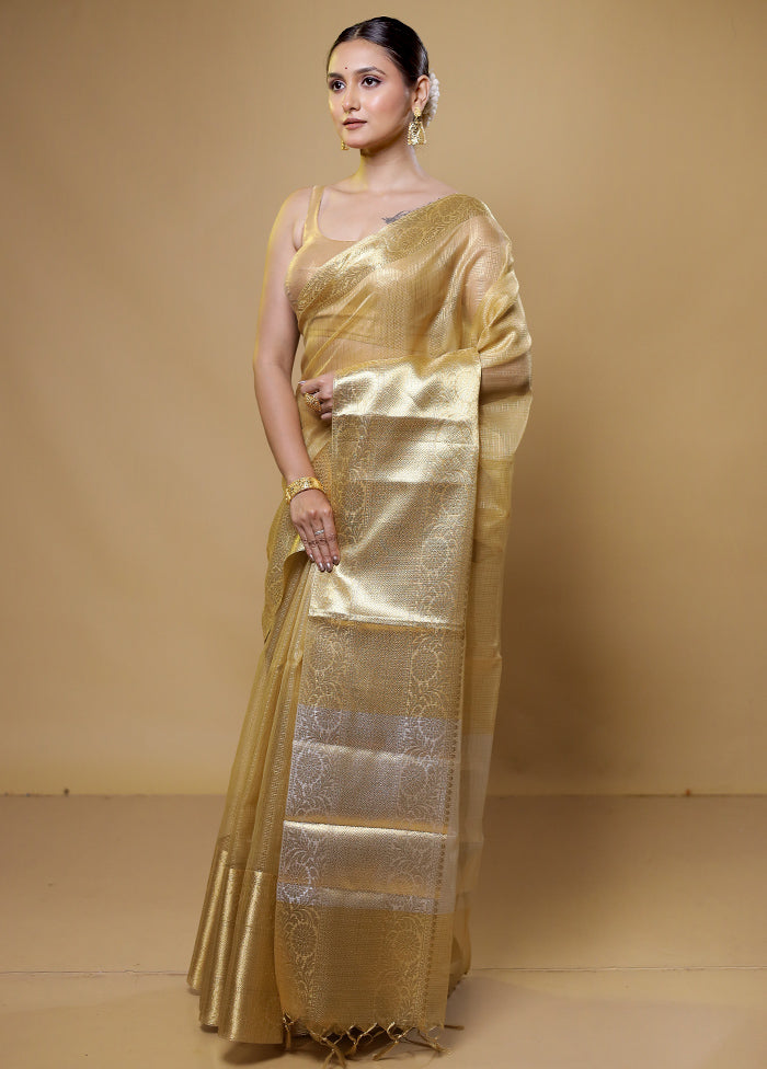 Gold Kota Cotton Saree With Blouse Piece