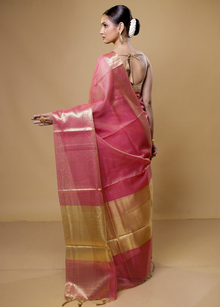 Pink Kota Cotton Saree With Blouse Piece