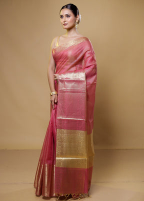 Pink Kota Cotton Saree With Blouse Piece