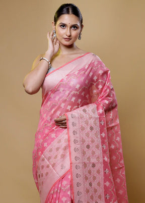 Pink Kota Cotton Saree With Blouse Piece