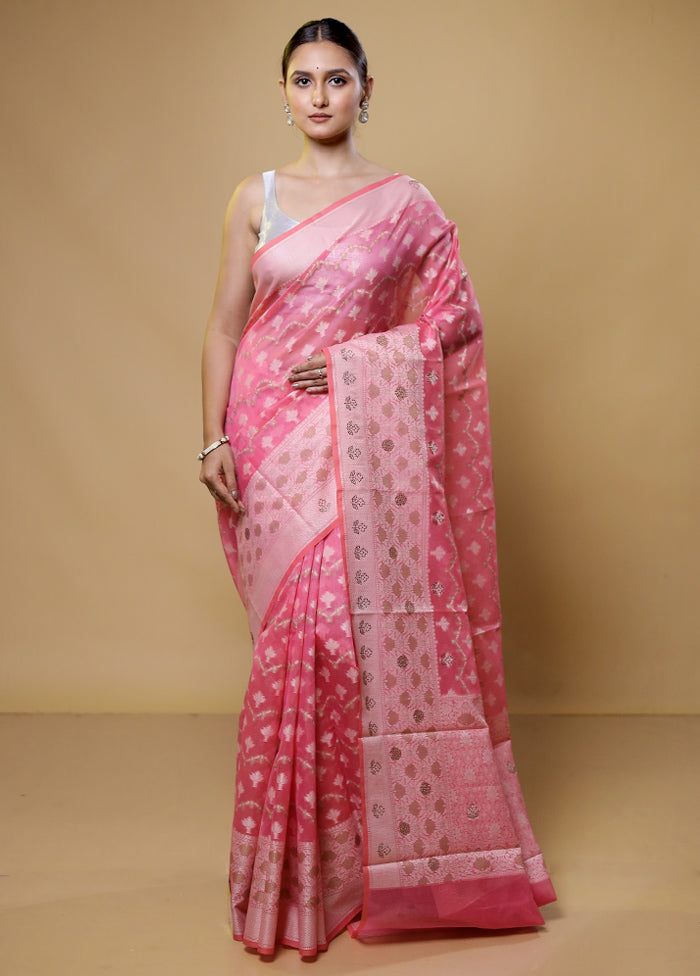 Pink Kota Cotton Saree With Blouse Piece