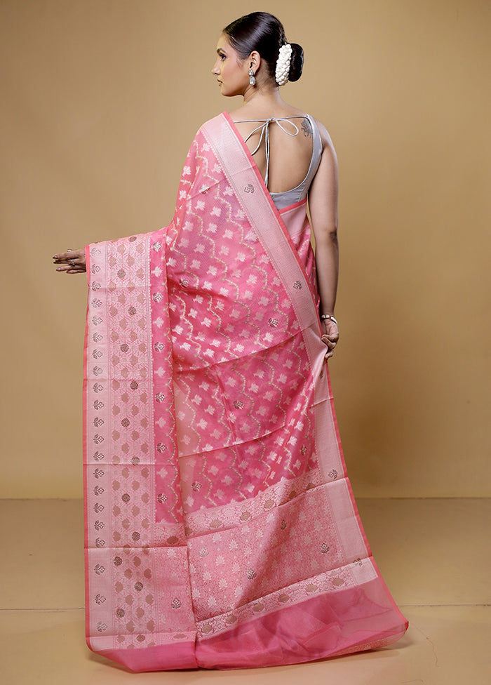 Pink Kota Cotton Saree With Blouse Piece