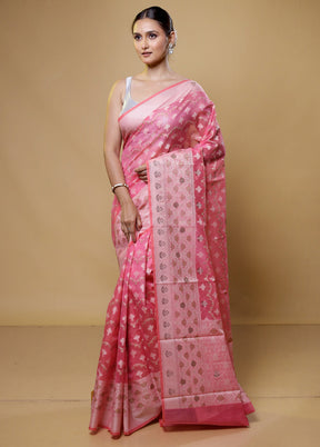 Pink Kota Cotton Saree With Blouse Piece