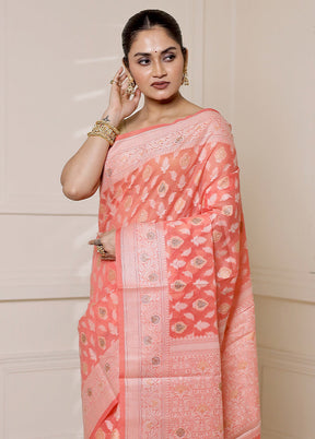 Pink Kota Cotton Saree With Blouse Piece