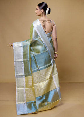 Green Tissue Silk Saree With Blouse Piece