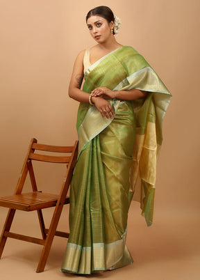 Green Tissue Silk Saree With Blouse Piece