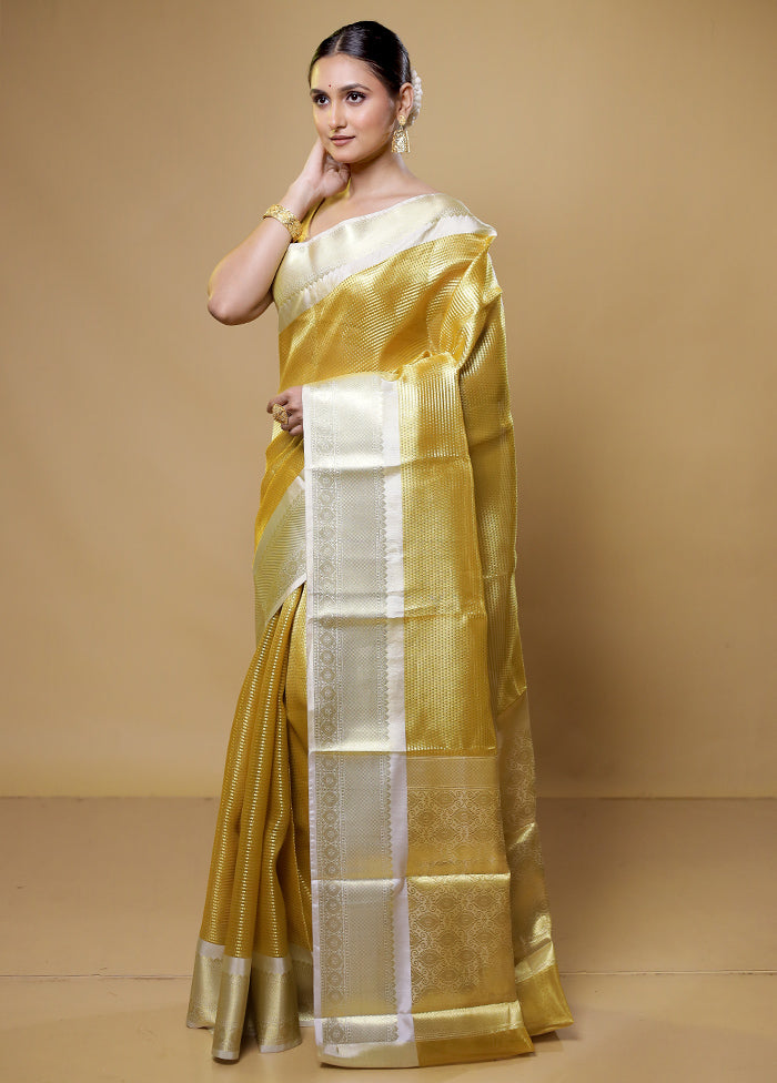 Gold Tissue Silk Saree With Blouse Piece