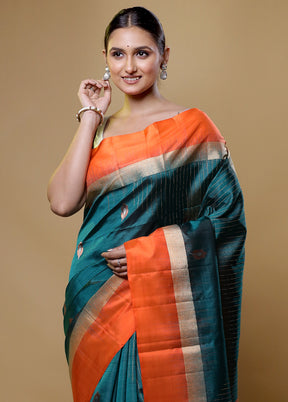 Green Handloom Kanchipuram Pure Silk Saree With Blouse Piece