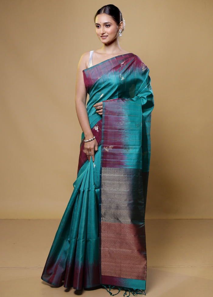 Green Handloom Kanchipuram Pure Silk Saree With Blouse Piece