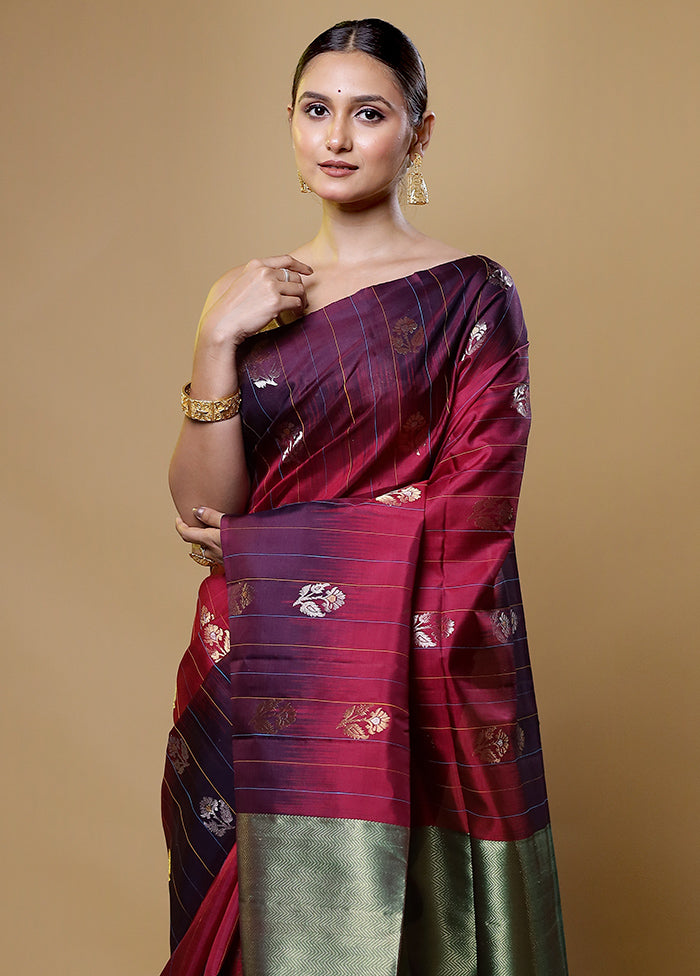 Pink Handloom Kanchipuram Pure Silk Saree With Blouse Piece