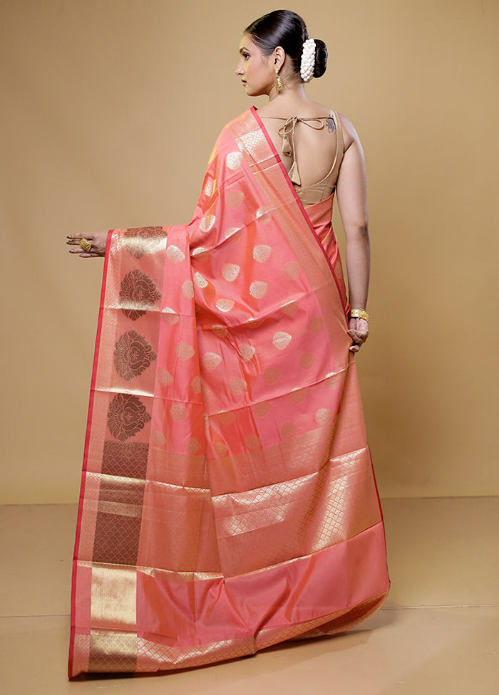 Pink Kora Silk Saree With Blouse Piece