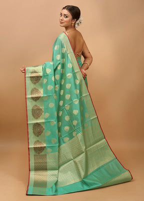 Green Kora Silk Saree With Blouse Piece