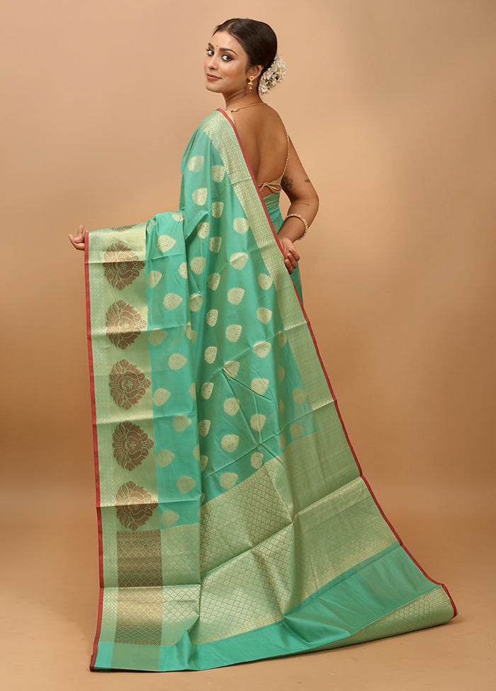 Green Kora Silk Saree With Blouse Piece