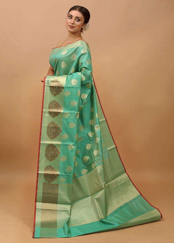 Green Kora Silk Saree With Blouse Piece