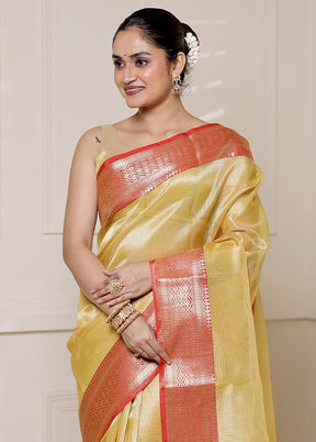 Gold Kota Cotton Saree With Blouse Piece