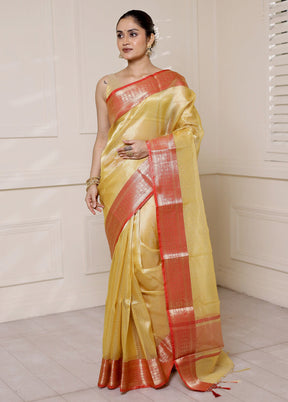 Gold Kota Cotton Saree With Blouse Piece