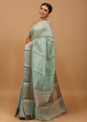 Blue Kota Cotton Saree With Blouse Piece