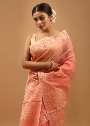 Pink Kota Cotton Saree With Blouse Piece