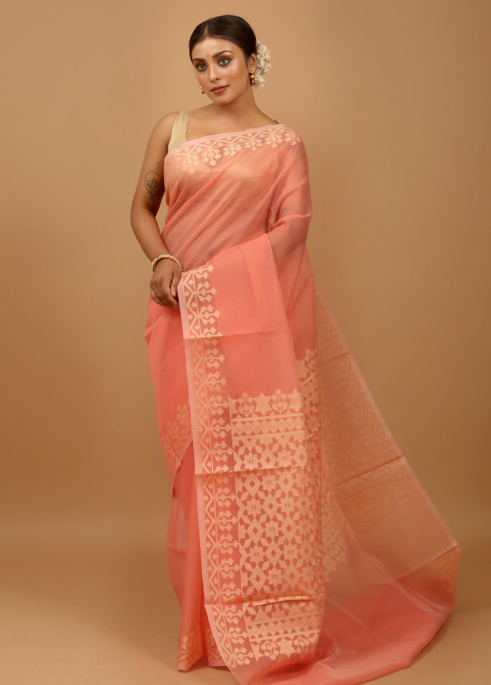 Pink Kota Cotton Saree With Blouse Piece