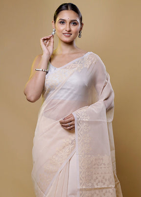 Cream Kota Cotton Saree With Blouse Piece