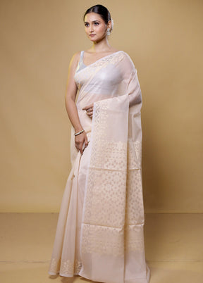 Cream Kota Cotton Saree With Blouse Piece