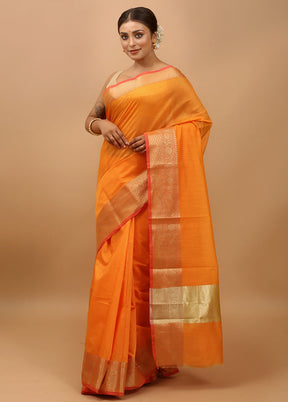 Yellow Cotton Saree With Blouse Piece