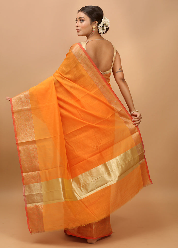 Yellow Cotton Saree With Blouse Piece