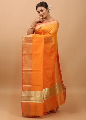 Yellow Cotton Saree With Blouse Piece