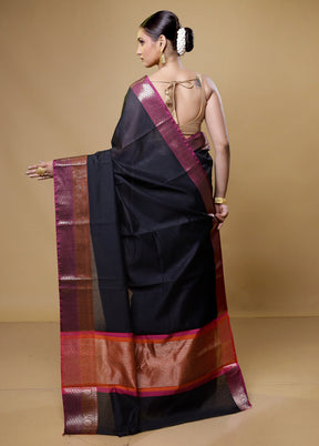 Black Cotton Saree With Blouse Piece