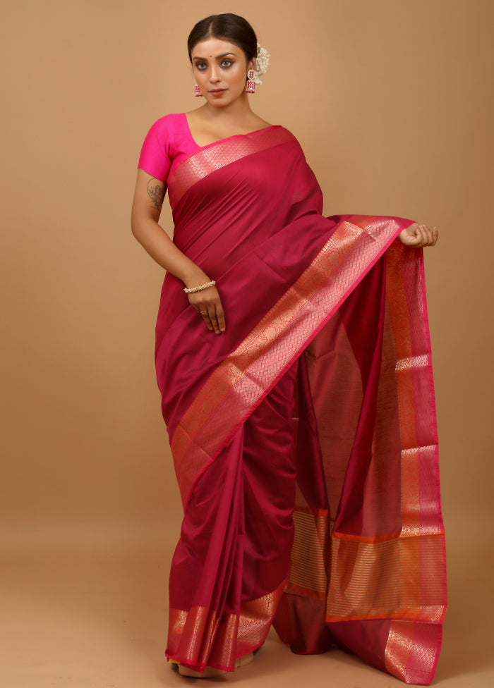 Purple Cotton Saree With Blouse Piece