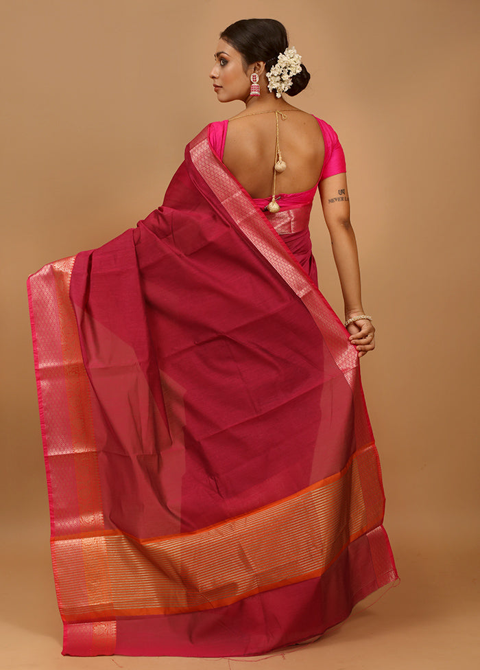 Purple Cotton Saree With Blouse Piece