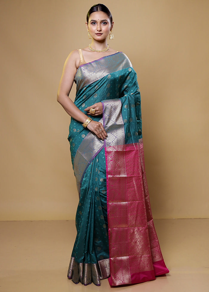 Green Kanjivaram Silk Saree With Blouse Piece