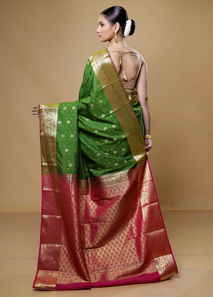 Green Kanjivaram Silk Saree With Blouse Piece