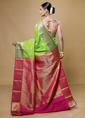 Green Kanjivaram Silk Saree With Blouse Piece