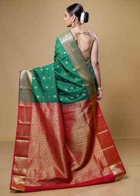 Green Kanjivaram Silk Saree With Blouse Piece