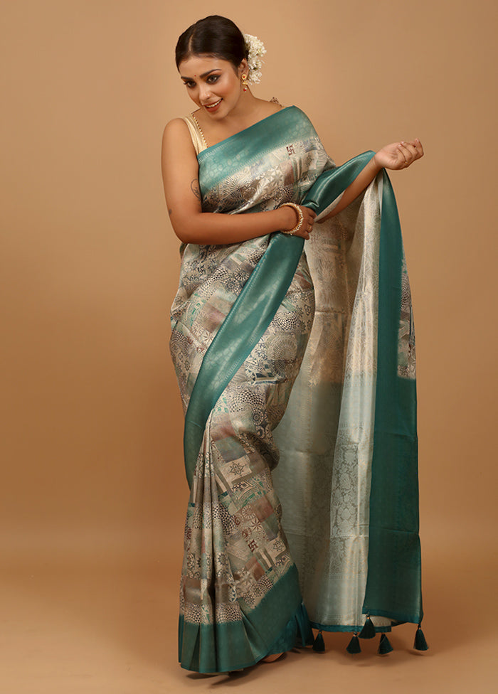 Green Dupion Silk Saree With Blouse Piece