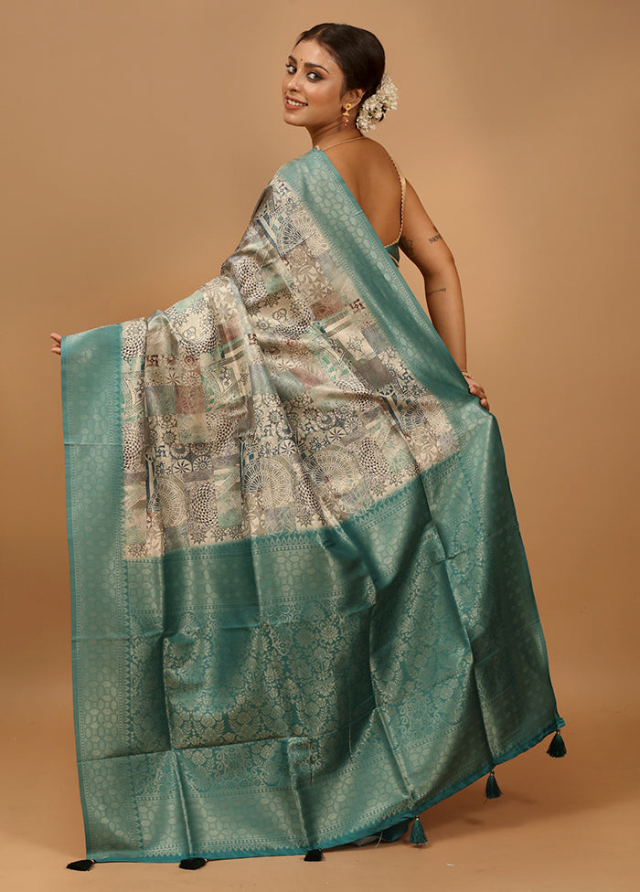 Green Dupion Silk Saree With Blouse Piece