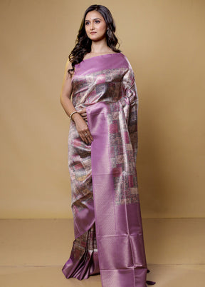 Purple Dupion Silk Saree With Blouse Piece