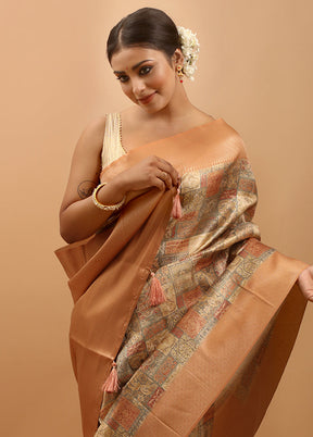 Yellow Dupion Silk Saree With Blouse Piece