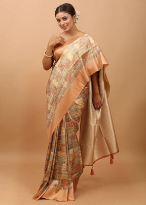 Yellow Dupion Silk Saree With Blouse Piece