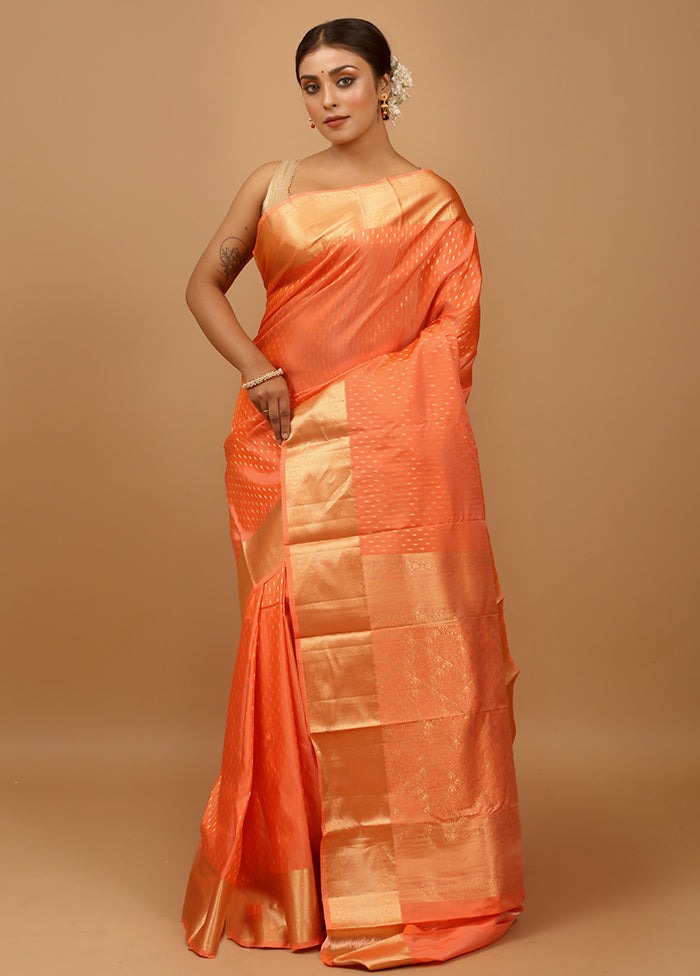 Pink Handloom Kanchipuram Pure Silk Saree With Blouse Piece