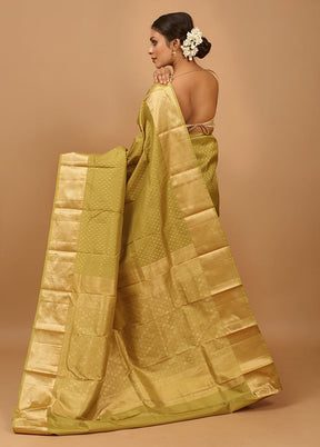 Green Handloom Kanchipuram Pure Silk Saree With Blouse Piece