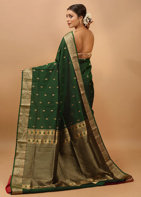 Green Handloom Kanchipuram Pure Silk Saree With Blouse Piece