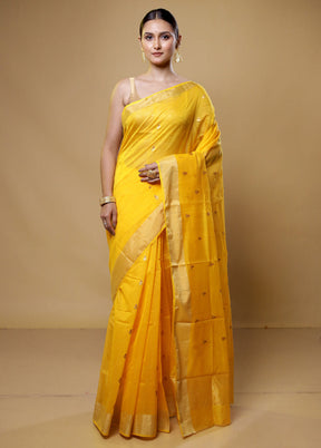 Yellow Handloom Chanderi Pure Cotton Saree With Blouse Piece