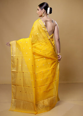 Yellow Handloom Chanderi Pure Cotton Saree With Blouse Piece