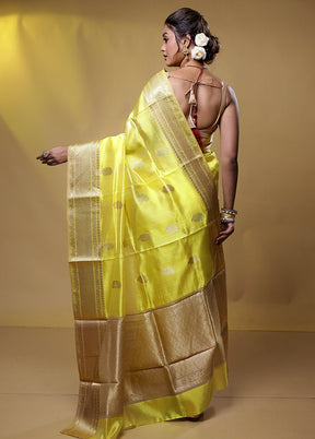 Yellow Handloom Chanderi Pure Cotton Saree With Blouse Piece