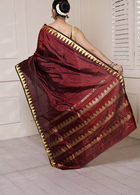 Maroon Kanjivaram Silk Saree With Blouse Piece