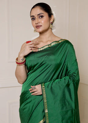 Green Kanjivaram Silk Saree With Blouse Piece