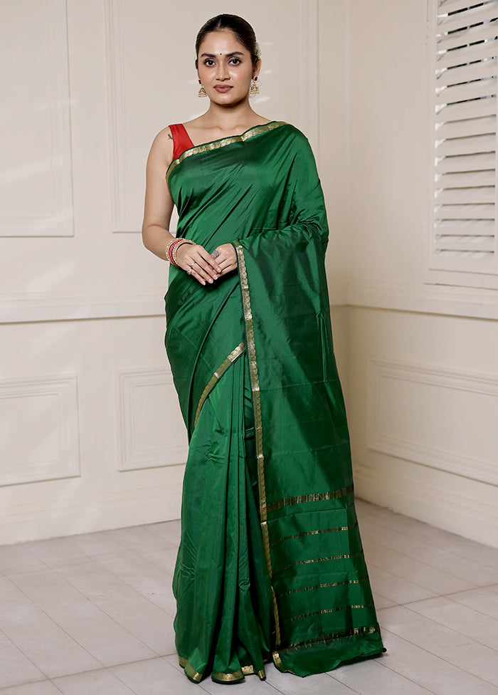 Green Kanjivaram Silk Saree With Blouse Piece